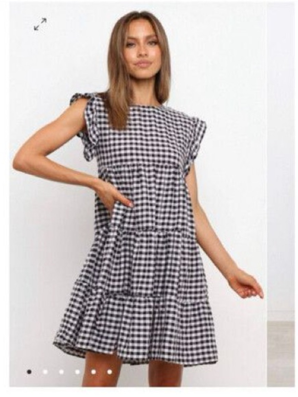 Petal & Pup Black and White Gingham Tiered Mini Dress